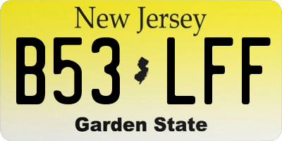 NJ license plate B53LFF