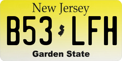 NJ license plate B53LFH