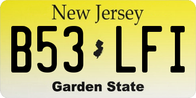 NJ license plate B53LFI