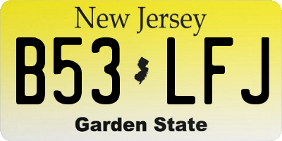 NJ license plate B53LFJ