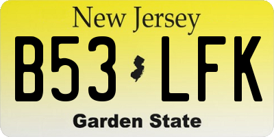 NJ license plate B53LFK