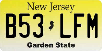 NJ license plate B53LFM