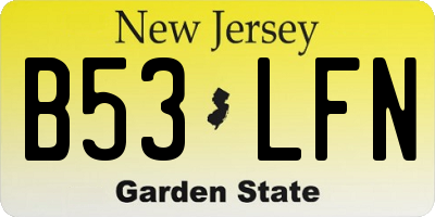 NJ license plate B53LFN