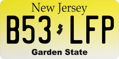 NJ license plate B53LFP