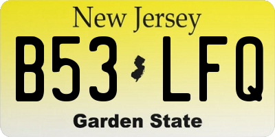 NJ license plate B53LFQ