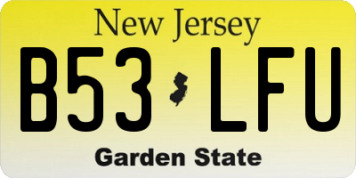 NJ license plate B53LFU