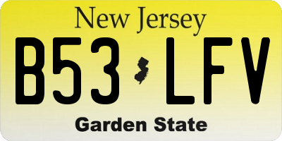 NJ license plate B53LFV