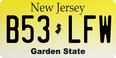 NJ license plate B53LFW