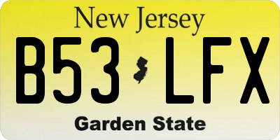 NJ license plate B53LFX