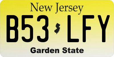 NJ license plate B53LFY