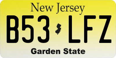 NJ license plate B53LFZ