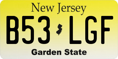 NJ license plate B53LGF