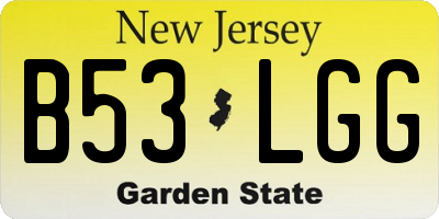 NJ license plate B53LGG
