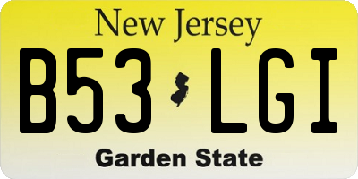 NJ license plate B53LGI