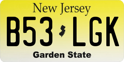 NJ license plate B53LGK