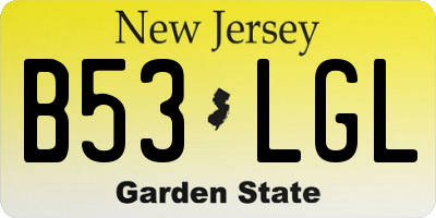 NJ license plate B53LGL