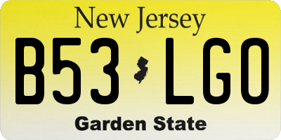 NJ license plate B53LGO