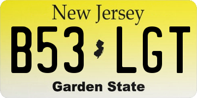 NJ license plate B53LGT