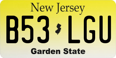 NJ license plate B53LGU