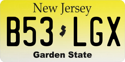 NJ license plate B53LGX