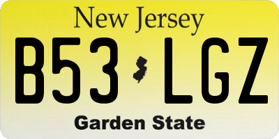 NJ license plate B53LGZ