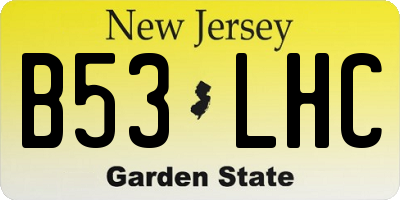 NJ license plate B53LHC