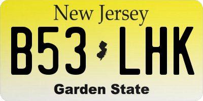 NJ license plate B53LHK
