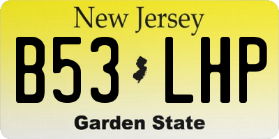 NJ license plate B53LHP