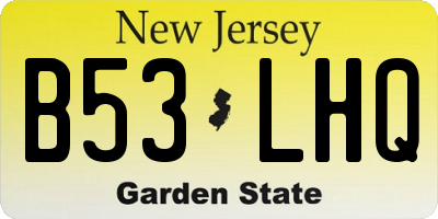NJ license plate B53LHQ