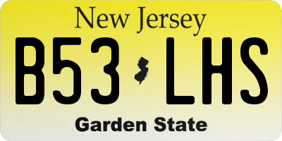 NJ license plate B53LHS