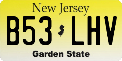 NJ license plate B53LHV