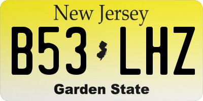 NJ license plate B53LHZ