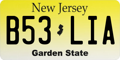 NJ license plate B53LIA