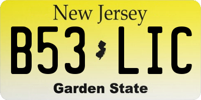 NJ license plate B53LIC