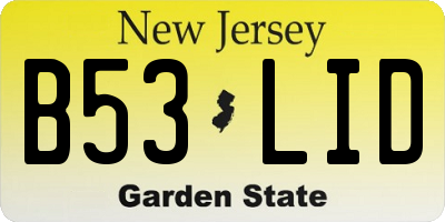 NJ license plate B53LID