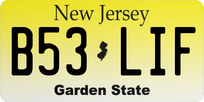 NJ license plate B53LIF
