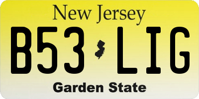 NJ license plate B53LIG