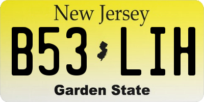 NJ license plate B53LIH