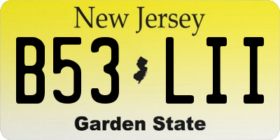 NJ license plate B53LII