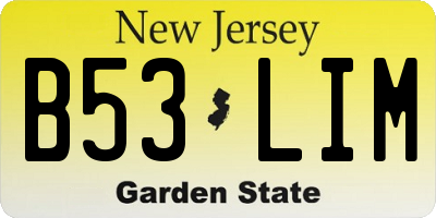 NJ license plate B53LIM