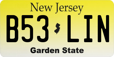 NJ license plate B53LIN