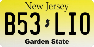 NJ license plate B53LIO