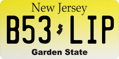 NJ license plate B53LIP