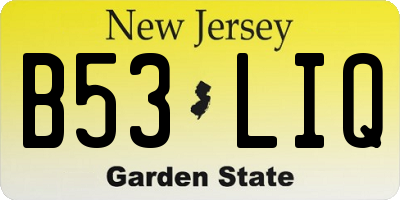 NJ license plate B53LIQ