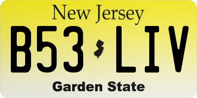 NJ license plate B53LIV