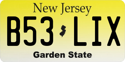NJ license plate B53LIX