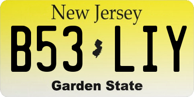 NJ license plate B53LIY