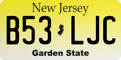 NJ license plate B53LJC