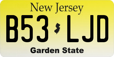 NJ license plate B53LJD
