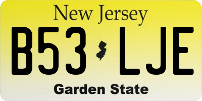 NJ license plate B53LJE